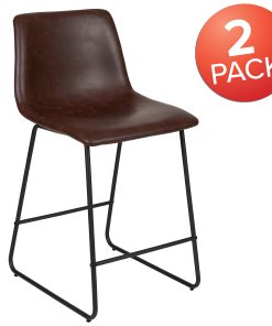 Flash Furniture LeatherSoft™ Faux Leather Counter-Height Bar Stools, Dark Brown, Set Of 2 Stools 2
