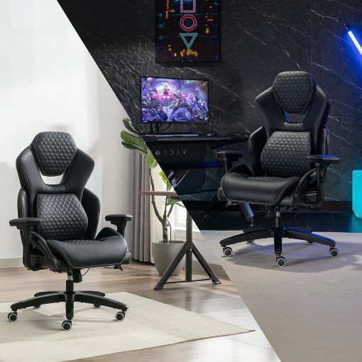 Shaquille O'Neal™ Sciron Big & Tall Ergonomic High-Back Vegan Leather Executive Gaming Office Chair, Black, BIFMA Compliant - Image 2
