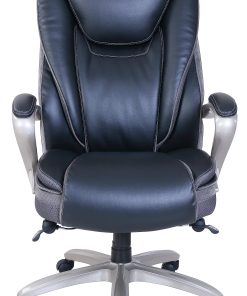 Serta® Smart Layers™ Hensley Big & Tall Ergonomic Bonded Leather High-Back Office Chair, Black/Silver 2