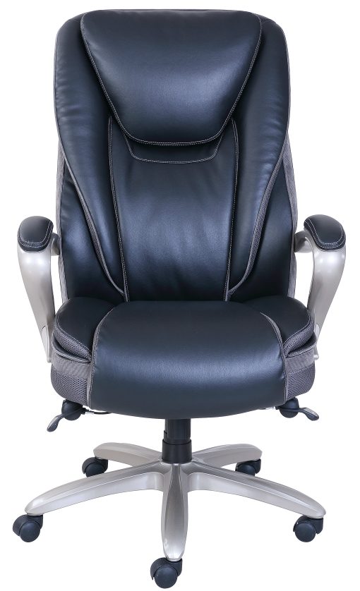 Serta® Smart Layers™ Hensley Big & Tall Ergonomic Bonded Leather High-Back Office Chair, Black/Silver - Image 2