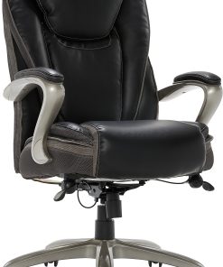 Serta® Smart Layers™ Hensley Big & Tall Ergonomic Bonded Leather High-Back Office Chair, Black/Silver