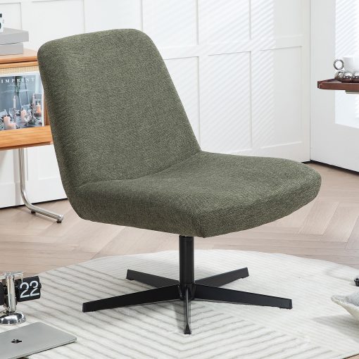 Glamour Home Bayard Linen Fabric Accent Chair, Green/Black - Image 2