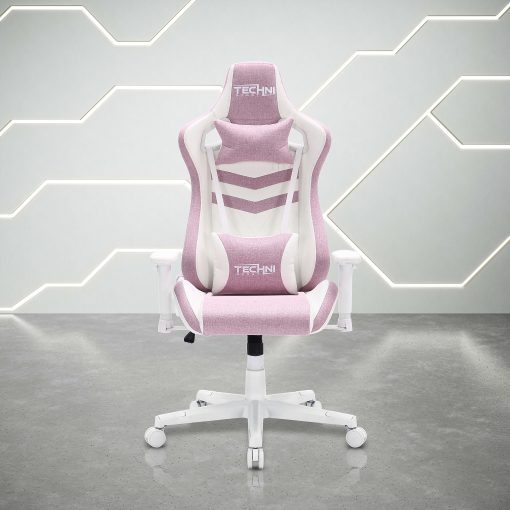 Techni Sport Pastel Series Ergonomic Faux Leather Computer Gaming Chair, Pink - Image 2