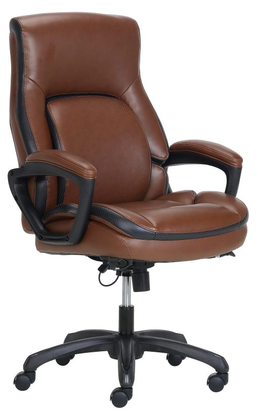 Shaquille O'Neal™ Amphion Ergonomic Bonded Leather High-Back Executive Office Chair, Brown/Black