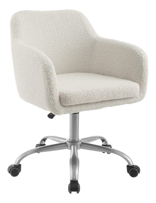 Linon Ryker Sherpa Home Office Chair, Chrome/Natural Sherpa - Image 2