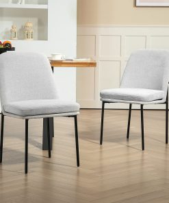 Glamour Home Belindo Fabric Dining Accent Chairs, Gray/Black, Set Of 2 Chairs