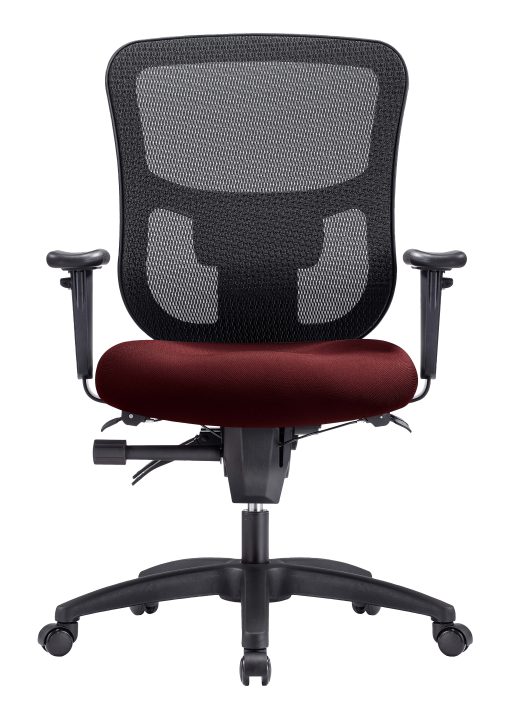 WorkPro® 9500XL Series Big & Tall Ergonomic Mesh/Premium Fabric Mid-Back Chair, Black/Burgundy, BIFMA Compliant - Image 2