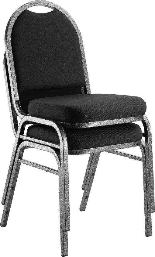 National Public Seating 9200 Series: Dome-Back  Premium Fabric Upholstered Banquet Stack Chair, Ebony Black Seat/Silvervein Frame, Set Of 2 - Image 2