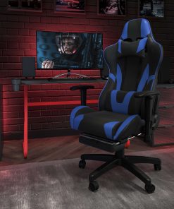 Flash Furniture X30 LeatherSoft Gaming Racing Chair, Blue/Black
