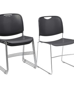 National Public Seating 8500 Ultra-Compact Plastic Stack Chairs, Gunmetal/Chrome, Set Of 4 Chairs 2