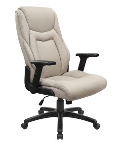 Office Star™ Ergonomic Leather High-Back Executive Office Chair, Taupe/White 2