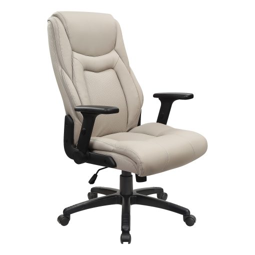 Office Star™ Ergonomic Leather High-Back Executive Office Chair, Taupe/White - Image 2
