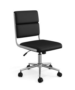 Martha Stewart Lulu Upholstered Office Chair, Black Faux Leather/Polished Nickel Frame 2
