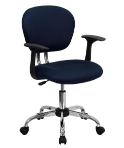 Flash Furniture Mesh Mid-Back Swivel Task Chair With Arms, Navy/Silver