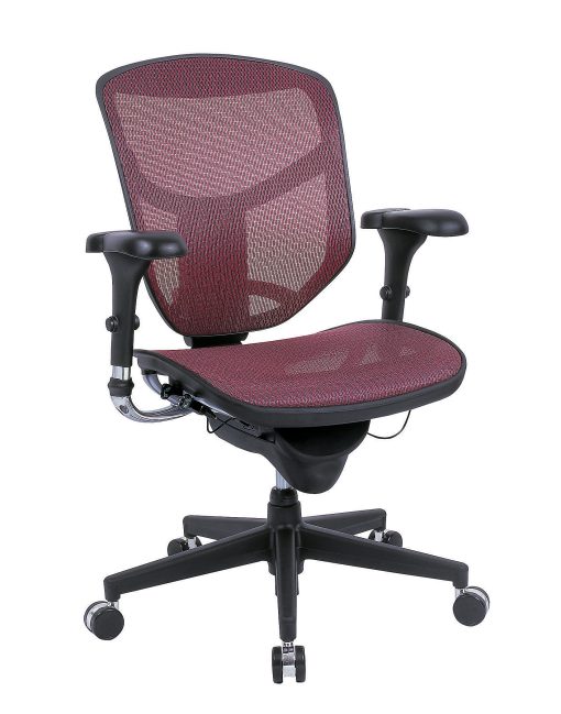 WorkPro® Quantum 9000 Series Ergonomic Mesh/Mesh Mid-Back Chair, Black/Red, BIFMA Compliant