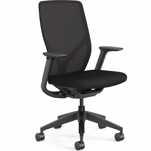 HON Flexion Task Chair - Black Seat Color - Vinyl, Polyurethane Seat Material - Black Back Color - Mesh Back Material - FXT0STAMU10T - Image 2
