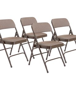 National Public Seating 2200 2-Hinge Folding Chairs, Walnut/Brown, Set Of 4 Chairs