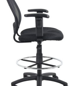Boss Office Products Mesh Drafting Stool With Back, Black 2