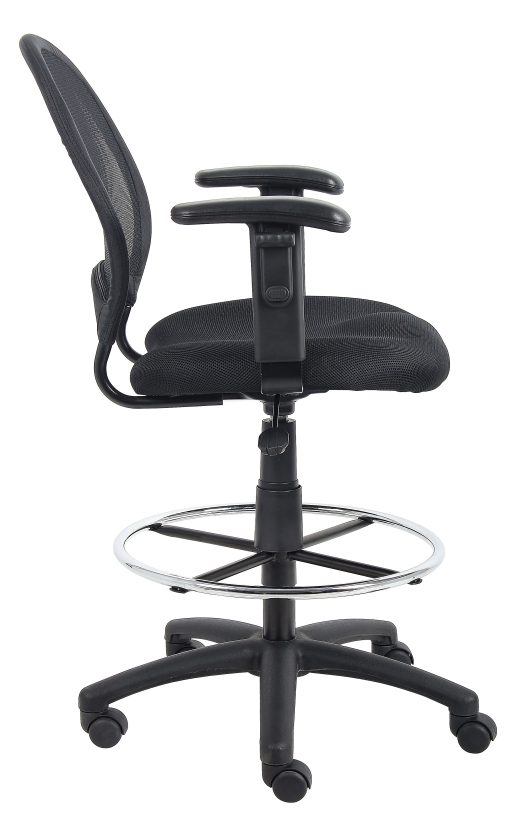 Boss Office Products Mesh Drafting Stool With Back, Black - Image 2