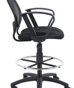 Boss Office Products Mesh Drafting Stool With Loop Arms, Black 2