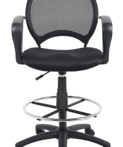 Boss Office Products Mesh Drafting Stool With Loop Arms, Black