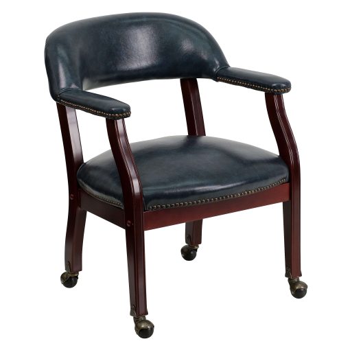 Flash Furniture Luxurious Vinyl Rolling Conference Chair, Navy - Image 2
