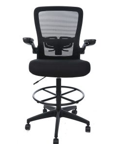 Boss Office Products Mesh Flip Arm Stool With Back, Black 2