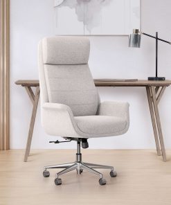 Realspace® Modern Comfort Pizana Bouclé Fabric High-Back Executive Office Chair, Light Sand/Brushed Nickel, BIFMA Compliant 2