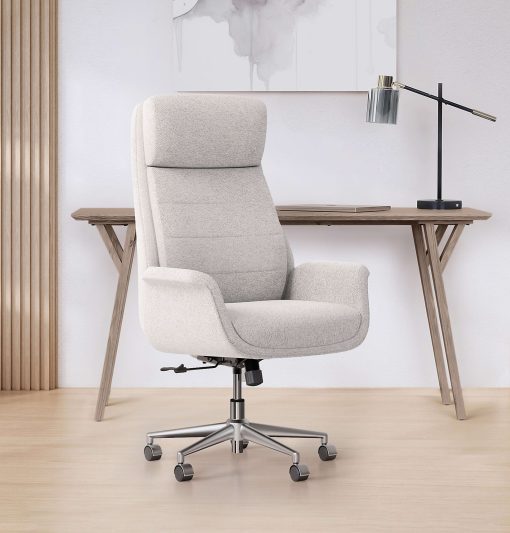 Realspace® Modern Comfort Pizana Bouclé Fabric High-Back Executive Office Chair, Light Sand/Brushed Nickel, BIFMA Compliant - Image 2