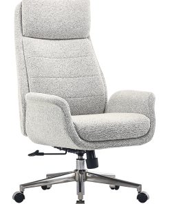 Realspace® Modern Comfort Pizana Bouclé Fabric High-Back Executive Office Chair, Light Sand/Brushed Nickel, BIFMA Compliant