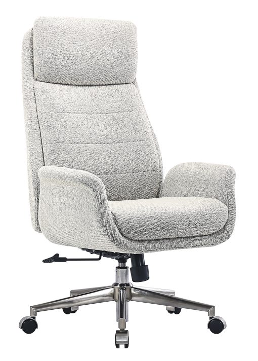 Realspace® Modern Comfort Pizana Bouclé Fabric High-Back Executive Office Chair, Light Sand/Brushed Nickel, BIFMA Compliant