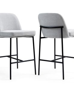 Glamour Home Belisma Fabric Counter Height Stools With Backs, Gray/Black, Set Of 2 Stools 2
