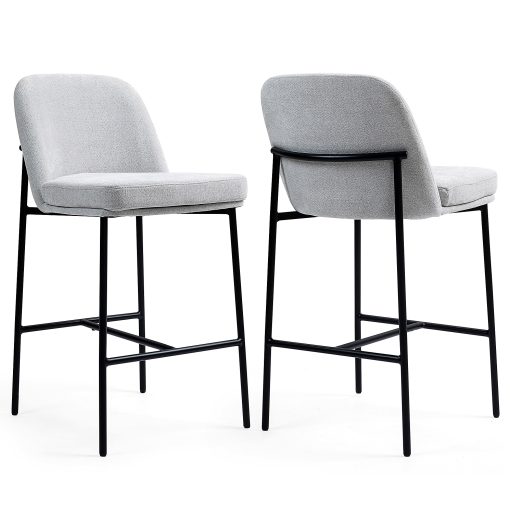 Glamour Home Belisma Fabric Counter Height Stools With Backs, Gray/Black, Set Of 2 Stools - Image 2