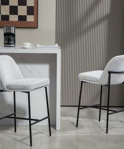 Glamour Home Belisma Fabric Counter Height Stools With Backs, Gray/Black, Set Of 2 Stools