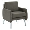 LumiSource Vintage Mod Mid-Century Modern Mid-Back Chair, Light Gray/Walnut/Chrome 3