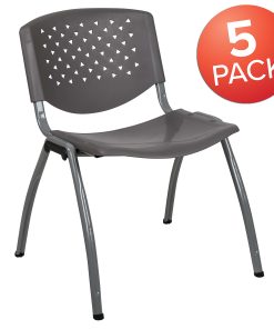 Flash Furniture HERCULES Series Plastic Stack Chairs, Gray, Set Of 5 Chairs 2