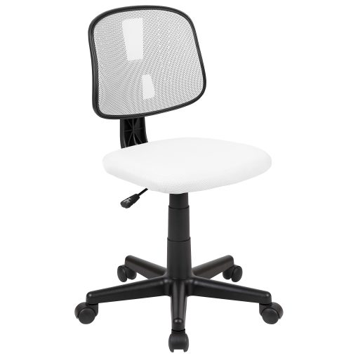 Flash Furniture Flash Fundamentals Mesh Mid-Back Swivel Task Office Chair With Pivot Back, White/Black - Image 2