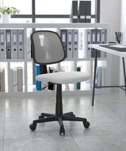 Flash Furniture Flash Fundamentals Mesh Mid-Back Swivel Task Office Chair With Pivot Back, White/Black
