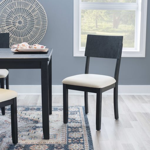 Linon Dixie Dining Chairs, Beige/Dark Charcoal, Set Of 2 Chairs - Image 2
