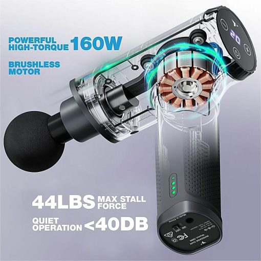 Treblab Turonic GM5 Handheld Massage Gun  Deep Tissue Percussion Massager for Muscle Relaxation  Whole Body Percussion Massager  Black - Image 2