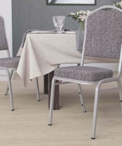 Flash Furniture HERCULES Series Crown Back Stacking Banquet Chair, Herringbone/Silver