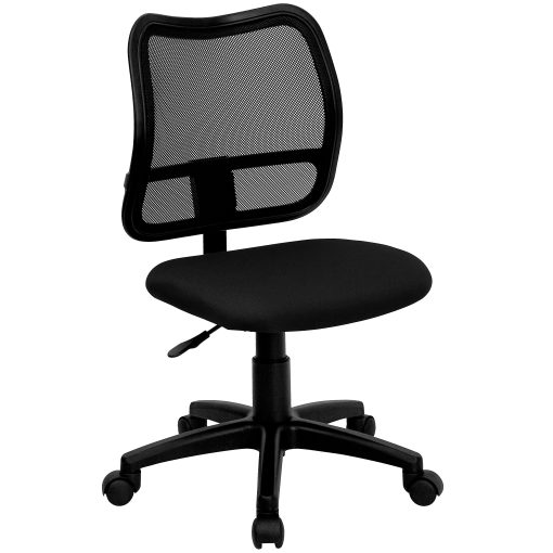 Flash Furniture Mesh Mid-Back Swivel Task Chair With Padded Fabric Seat, Black - Image 2