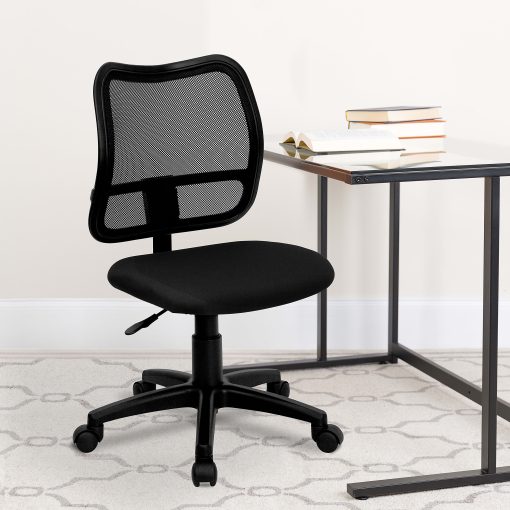Flash Furniture Mesh Mid-Back Swivel Task Chair With Padded Fabric Seat, Black