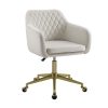 Flash Furniture LeatherSoft™ Faux Leather Mid-Back Office Chair With Chrome Base And Arms, White/Gold 3