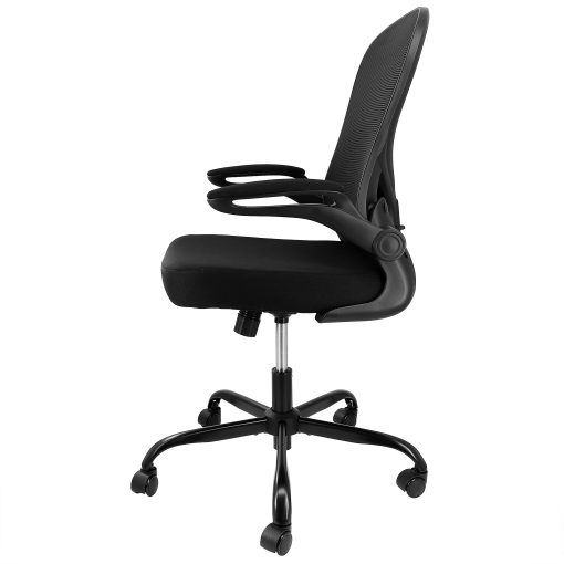 Elama Mesh/Fabric Mid-Back Adjustable Office Task Chair, 38-5/8"H, Black - Image 2