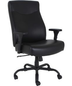 Lorell® Big & Tall Bonded Leather High-Back Executive Chair, Black