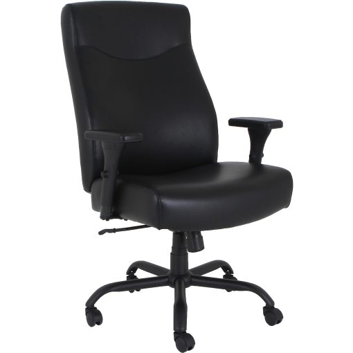 Lorell® Big & Tall Bonded Leather High-Back Executive Chair, Black
