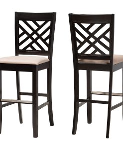 Baxton Studio Jason Bar Stools, Espresso Brown/Sand, Set Of 2 Stools