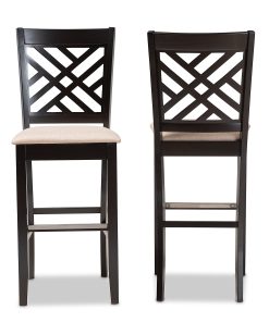 Baxton Studio Jason Bar Stools, Espresso Brown/Sand, Set Of 2 Stools 2