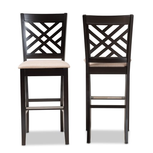Baxton Studio Jason Bar Stools, Espresso Brown/Sand, Set Of 2 Stools - Image 2